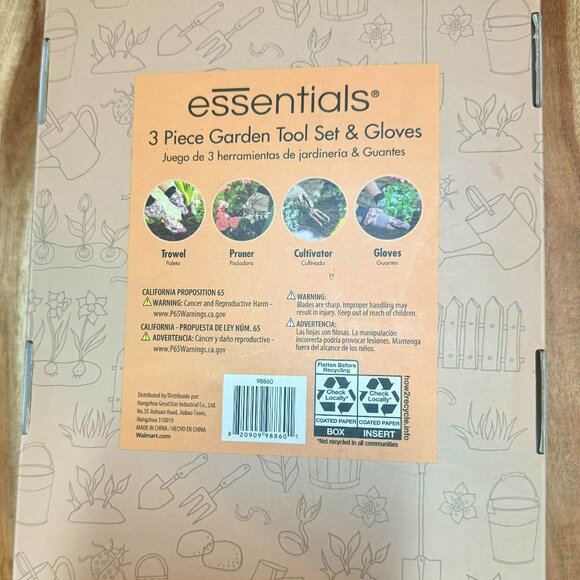 New Essentials 3 Piece Garden Tool Set & Gloves - Picture 2 of 2